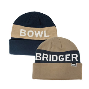 both versions of the halftime beanie