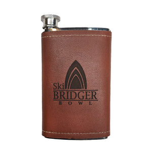 leather flask with retro logo