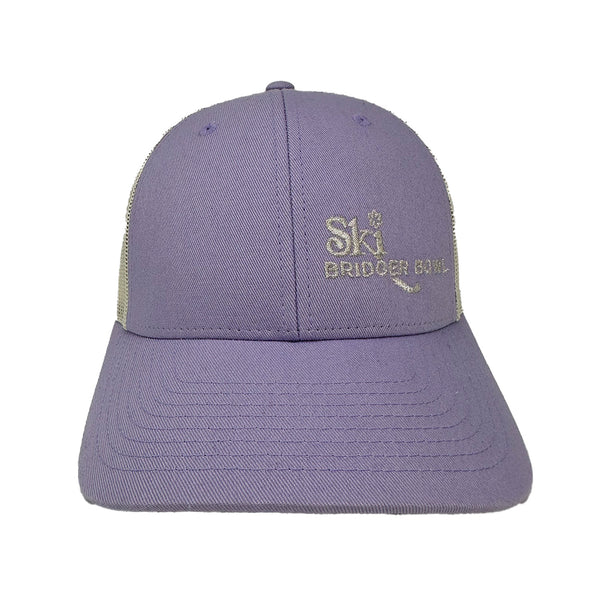 front of ski bridger retro hat in lavender