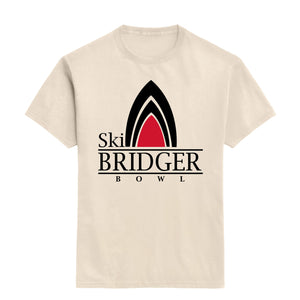 T shirt with old ski tips logo in beige