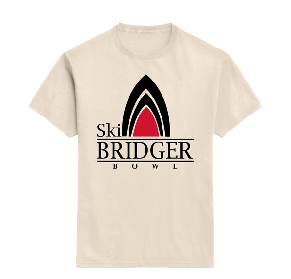 T shirt with old ski tips logo in beige